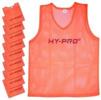 Hy-Pro Training Bibs, Pack of 10, Large Size, Orange Mesh, Sports Practice Vests, Lightweight, Breathable, Football Rugby Sports Bibs, Training Equipment