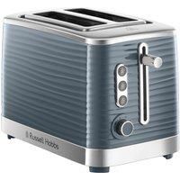 Russell Hobbs 24373 Grey Inspire 2 Slice Toaster, Wide Slot with Frozen, Cancel and Reheat Settings, High Gloss Chrome Accents, 1050 W