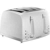 Russell Hobbs 26070 4 Slice Toaster - Contemporary Honeycomb Design with Extra Wide Slots and High Lift Feature, White