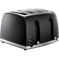 Russell Hobbs 26071 4 Slice Toaster - Contemporary Honeycomb Design with Extra Wide Slots and High Lift Feature, Black