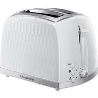 Russell Hobbs 26060 2 Slice Toaster - Contemporary Honeycomb Design with Extra Wide Slots and High Lift Feature, White