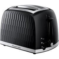 Russell Hobbs 26061 2 Slice Toaster - Contemporary Honeycomb Design with Extra Wide Slots and High Lift Feature, Black