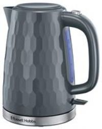 Russell Hobbs 26053 Cordless Electric Kettle - Contemporary Honeycomb Design with Fast Boil and Boild Dry Protection, 1.7 Litre, 3000 W, Grey