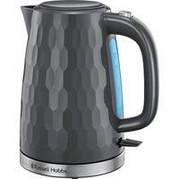 Russell Hobbs 26053 Cordless Electric Kettle - Contemporary Honeycomb Design with Fast Boil and Boild Dry Protection, 1.7 Litre, 3000 W, Grey