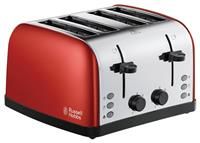 Russell Hobbs 28362 Stainless Steel Toaster, 4 Slice with Variable Browning Settings and Removable Crumb Trays, Red
