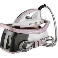 Russell Hobbs 26191 Steam Power Pearl - Steam Generator Iron with Pearl Infused Soleplate, Fast Heat-Up and 120 Gram Continuous Steam, 1.3 Litres, 2600 Watt, White, Pink