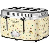 Russell Hobbs Emma Bridgewater Bumble Bee & Polka Dot 4 Slice Toaster (Countdown gauge shows time remaining, Independent & Wide Slots, Lift & look feature, 6 Browning settings, 2400W, Cream) 27250