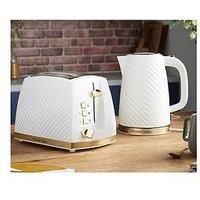 Russell Hobbs Groove Kettle & Toaster Bundle - White