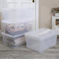 Quality Plastic Storage Boxes With Lids Home Office Stackable Clear Box UK