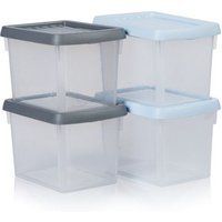 6.7L Pack of 4 Wham Stacking Plastic Storage Box & Asoorted Clip Lids