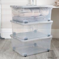 Wham Grey 30L Box Wheels & Lid Set of 3 Plastic  wilko