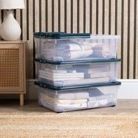Wham 32L Set of 3 Underbed Storage Box with Wheels & Lid