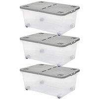 Wham 45 Litre Box with Wheels and Folding Lid Pack of 3, none
