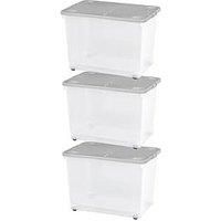 Wham 80 Litre Box with Wheels and Folding Lid Pack of 2, none