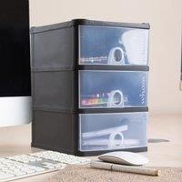 3 Tier Storage Tower Unit Handy Chest of Clear Drawer Office Desktop Stationery