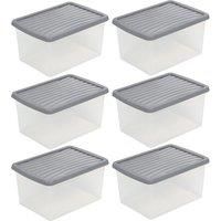 Wham Grey Storage Box & Lid 16L - Set of 6