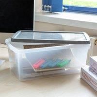 Wham 9L Stackable Storage Box and Lid Pack of 3 Clear/Steel, Clear