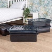 Wham Set Of 3 Black Plastic Underbed Storage Boxes &Ndash; 32 Litres Each