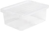 Plastic Storage Boxes Crystal Clear 17L Box & Lid Home Office Stackable Nestable - Pack of 5