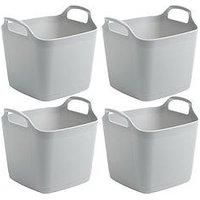 Wham Flexi square storage Cool grey Textured etching 8L Polyethylene (PE) Small Nestable Storage bin