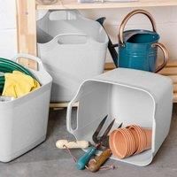 Strong Large Square Flexible Plastic Storage Tub Bucket Basket with Handles UK