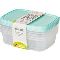 Wham Food Storage Plastic Kitchen Lunch Box Container with Lid 1L - Set of 4