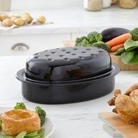 Wham Enamel Black Oval Roaster With Lid
