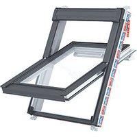 Keylite Manual Centre-Pivot Grey & White uPVC Roof Window Clear 550 x 980mm (498KK)