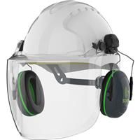 JSP EVO3 Machinery Helmet with Sonis Ear Defenders & EVOGuard C1 Industrial Visor in White Steel