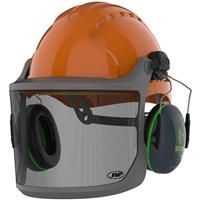 JSP EVO3 Forestry Helmet with Sonis Ear Defenders & EVOGuard M1 Forestry Visor in Orange Steel