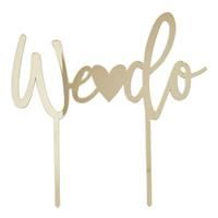 We Do Cake Topper - Wooden - Gold - Wedding Cake Accessories - Hen Party Accessories