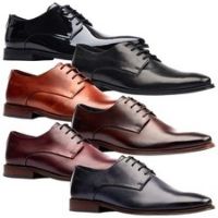 Base London Mens Marley Derby Shoes Leather Lace-Up Work School Formal Smart