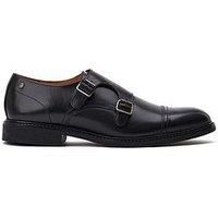 Base London Mens Diablo Waxy Black Leather Double Monk Strap Shoes UK 12