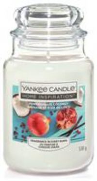 Yankee Candle Pomegrante Coconut - Large Jar - Fresh tropical fruity fragrance of pomegranate cocunut - be taken to faraway beaches with fresh fruit cocktails