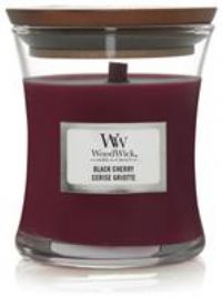 Woodwick Medium Hourglass Scented Candle | Black Cherry | with Crackling Wick | Burn Time: Up to 60 Hours Glass, Black Cherry