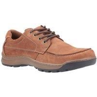 Hush Puppies Tucker Lace Up Memory Foam Leather Moccasin Shoes Tan
