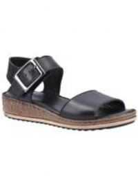 Hush Puppies Ellie Black Sandal Ladies Summer Smooth Leather