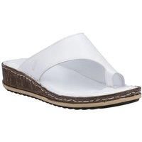 Hush Puppies ELISSA Womens Leather Comfort Sip On Summer Toepost Sandals White