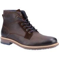 Hush Puppies JOEL Mens Smart Comfort Leather Lace Up Retro Derby Boots Brown New