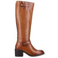 Hush Puppies HEIDI Ladies Long Boots Memory Foam Medium Heel Zip-Up Tan
