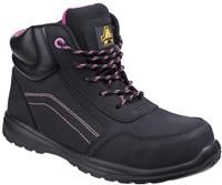 Amblers Lydia Metal Free Ladies Safety Boots Black / Pink Size 4 (584GV)