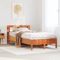 Bed Frame without Mattress Wax Brown 120x190 cm Small Double Solid Wood Pine