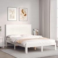 Bed Frame with Headboard White 140x200 cm Solid Wood