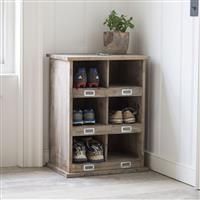 Garden Trading Chedworth Wooden Shoe Locker Rack Hallway Storage Unit 6 Pairs
