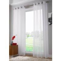 Plain Voile Curtain Panel, Ring Top Heading, Eyelet Voile Curtains, Sheer Voile Panels (59" x 108", White)