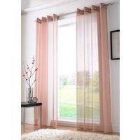Plain Ring Top Ready Made Single Voile Curtain Coffee