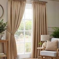 Latte Madison Dobby Fabric Squares Lined Tape Top Pencil Pleat Curtains Pair