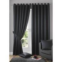 Madison Dobby Fabric Squares Lined Eyelet Ring Top Curtains Pair