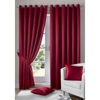 Ideal Textiles Alan Symonds Madison Doby Square Eyelet Lined Curtains, Red, 90 x 90 Inch