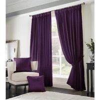 Purple Madison Dobby Fabric Squares Lined Tape Top Pencil Pleat Curtains Pair